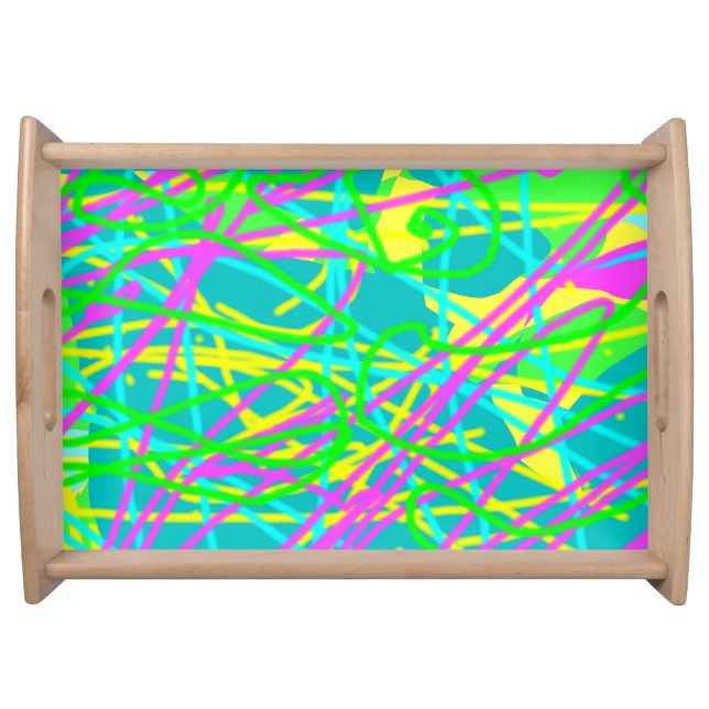 Color My Dreams Scribble Pattern Artsy Expressive Serving Tray (Front)