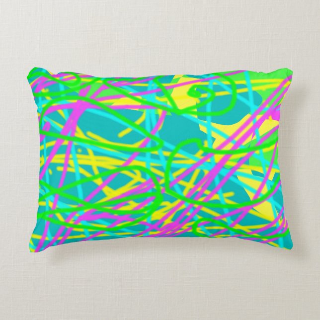 Color My Dreams Scribble Pattern Expressive Artsy Accent Pillow (Front)