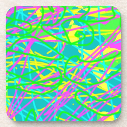 Color My Dreams Scribble Pattern Expressive Artsy Beverage Coaster