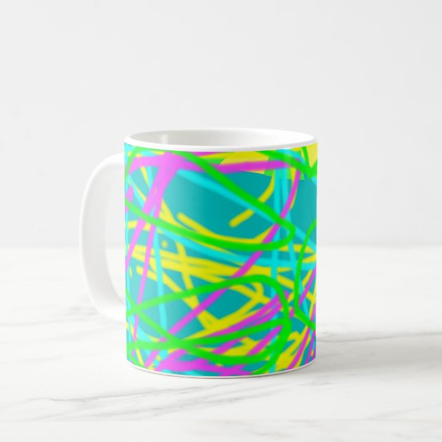 Color My Dreams Scribble Pattern Expressive Artsy Coffee Mug (Front Left)