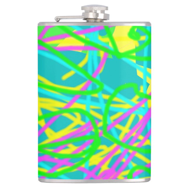 Color My Dreams Scribble Pattern Expressive Artsy Flask (Front)