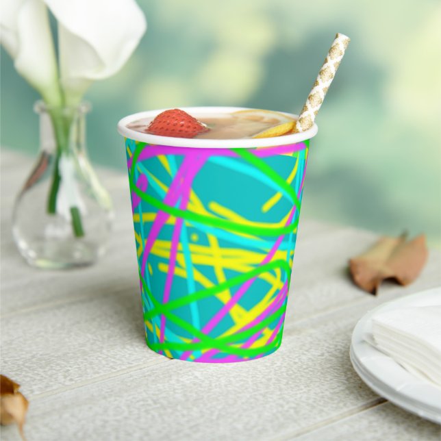 Color My Dreams Scribble Pattern Expressive Artsy Paper Cups (Insitu)