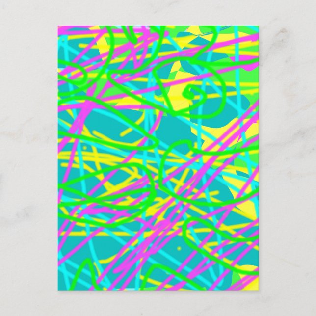 Color My Dreams Scribble Pattern Expressive Artsy Postcard (Front)