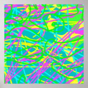 Color My Dreams Scribble Pattern Expressive Artsy Poster