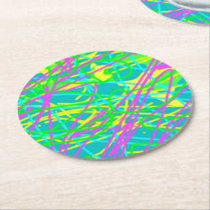 Color My Dreams Scribble Pattern Expressive Artsy Round Paper Coaster