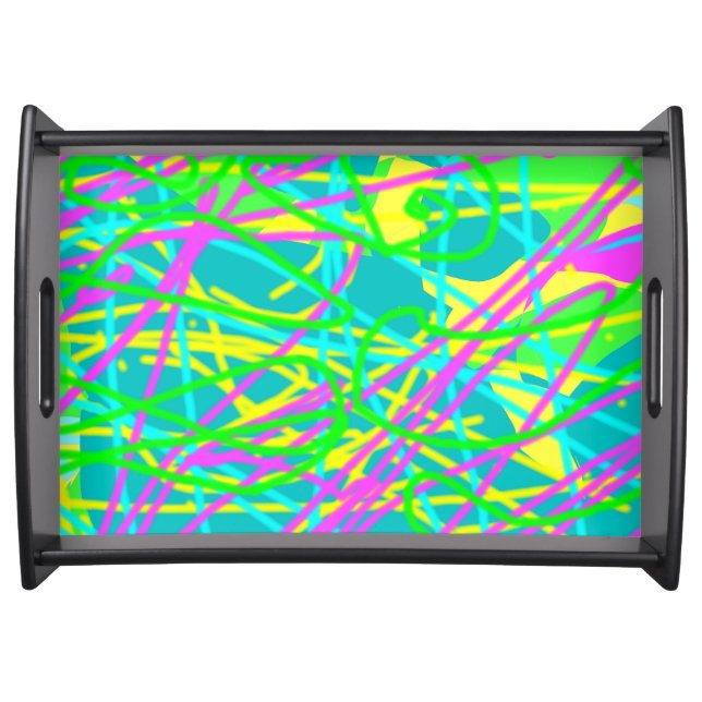 Color My Dreams Scribble Pattern Expressive Artsy Serving Tray (Front)
