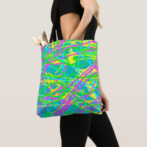 Color My Dreams Scribble Pattern Expressive Artsy Tote Bag