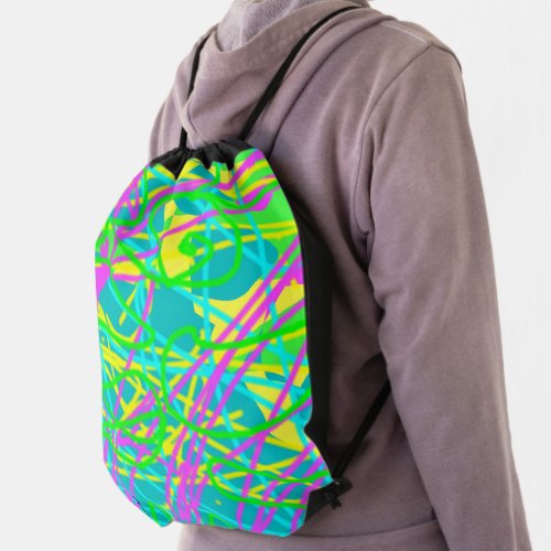 Color My Dreams Scribble Pattern Expressive  Drawstring Bag