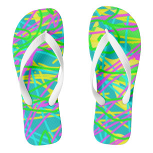 Color My Dreams Scribble Pattern Expressive Flip Flops