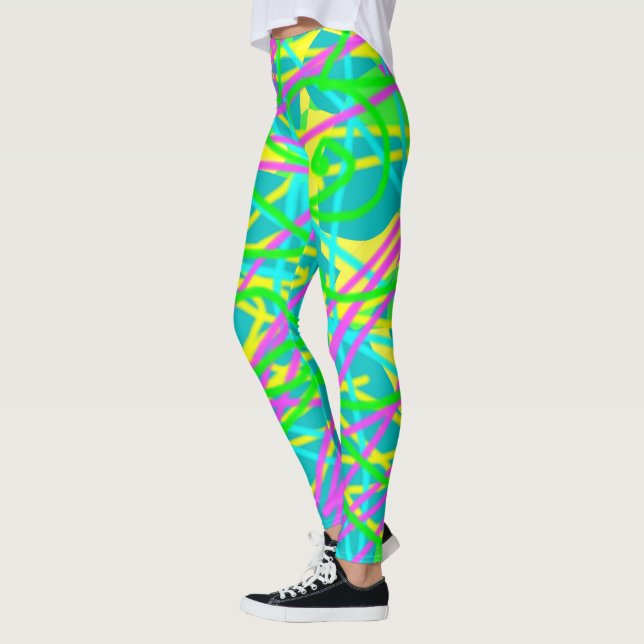 Color My Dreams Scribble Pattern Expressive  Leggings (Left)
