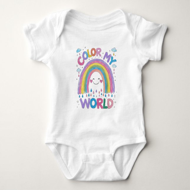 Color My World Rainbow Baby Outfit Bodysuit (Front)