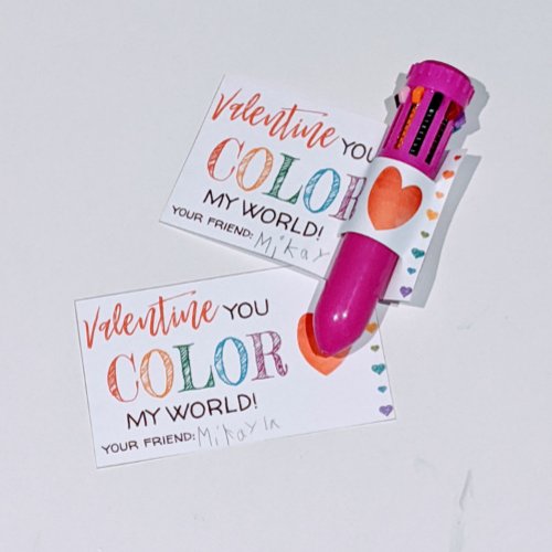 Color My World Valentine Shuttle Pen Class Card