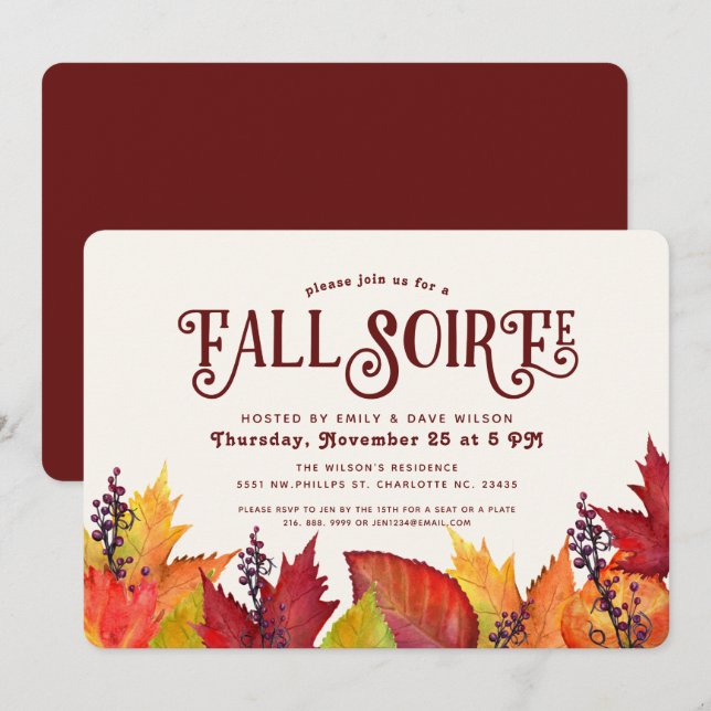 Color of Autumn | Fall Soiree Dinner Party Invitation (Front/Back)