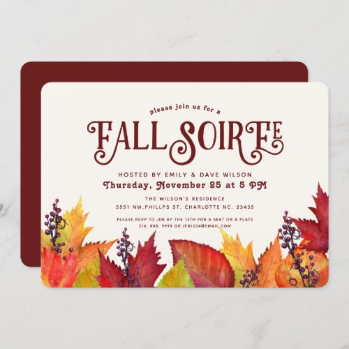 Color of Autumn  Fall Soiree Dinner Party Invitation