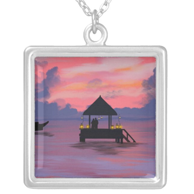 Color of love silver plated necklace (Front)