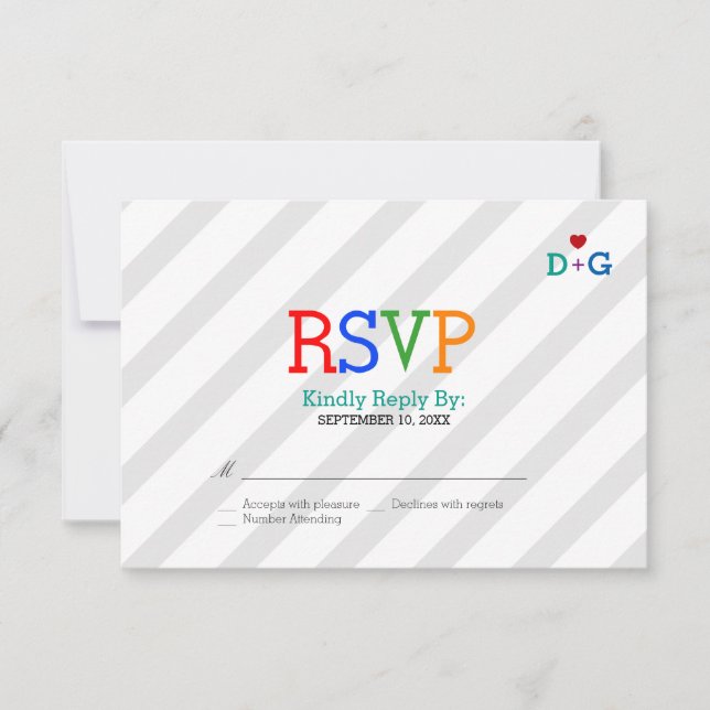Color of Love Whimsical Wedding RSVP Card (Front)