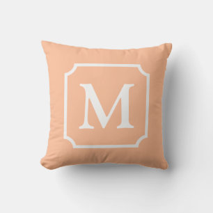 Color of the year 2024: Peach   Monogram Throw Pillow