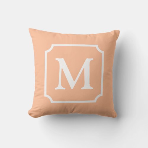 Color of the year 2024 Peach  Monogram Throw Pillow