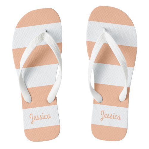 Color of the year 2024  Peach Stripe Personalized Flip Flops