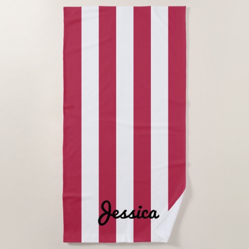 Color of the Year Viva Magenta Stripe Beach Towel