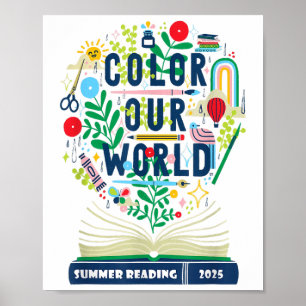 Color Our World Summer Reading 2025 Boho Wildflowe Poster