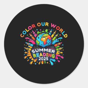 Color Our World Summer Reading 2025 Creativity Ent Classic Round Sticker