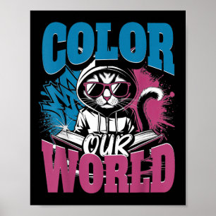 Color Our World Summer Reading 2025 Cute Librarian Poster