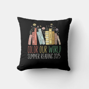 Color Our World Summer Reading 2025 Throw Pillow