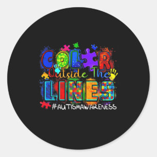 Color Outside The Lines Autism Awareness 1 Classic Round Sticker
