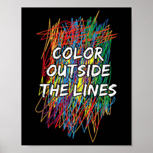 Color Outside The Lines Autism Awareness For Girls Poster