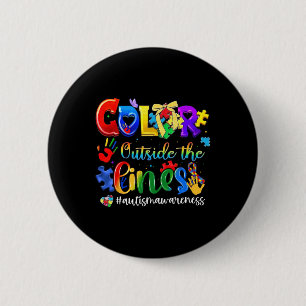 Color Outside The Lines Autism Awareness Neurodive Button