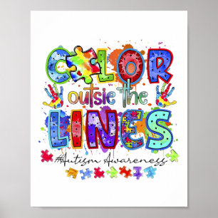 Color Outside The Lines Autism Awareness Poster