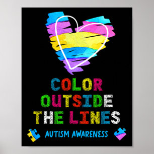 Color Outside The Lines Autism Awareness Poster