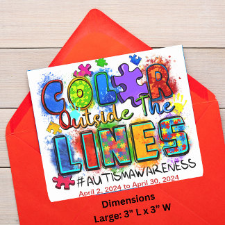 "Color Outside The Lines"-Autism Awareness Square Sticker