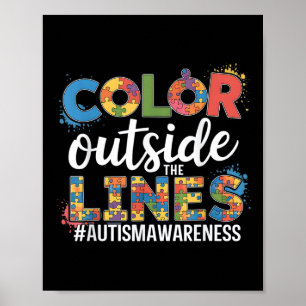 Color Outside The Lines Autism Awareness Teacher Poster