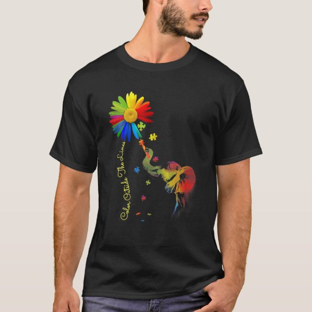 Color Outside The Lines Elephant Autism Awareness T-Shirt (Front)