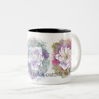 Color Outside the Lines Flower Watercolor Mug
