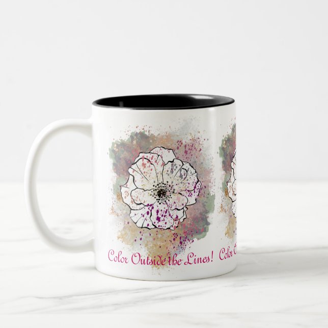 Color Outside the Lines Flower Watercolor Mug (Left)