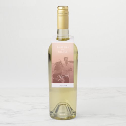 Color Overlay Blush Wedding Photo Wine Label Bottle Hanger Tag