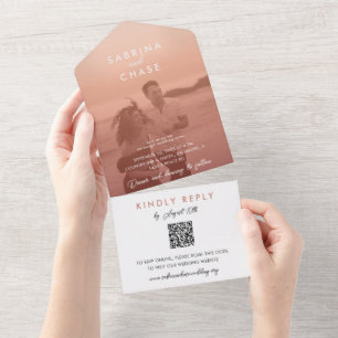 Color Overlay Modern Stylish Photo Wedding All In  One Invitation