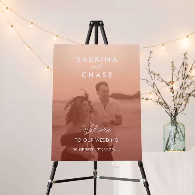 Color Overlay Stylish Photo Wedding Welcome Sign (In Situ (Stand))