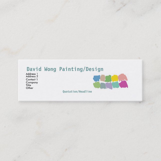 Color paintbrush swatches Business Card -skinny (Front)
