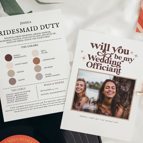 Color Palette Be my Wedding Officiant Proposal Announcement