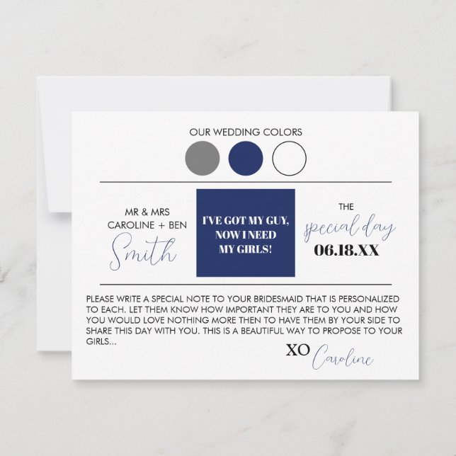 Color Palette Bridesmaid Proposal Card (Back)