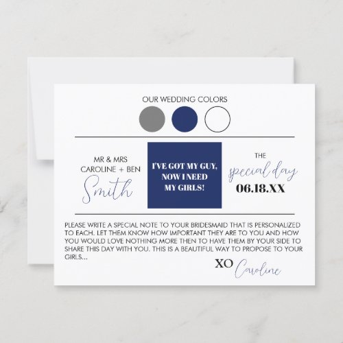 Color Palette Bridesmaid Proposal Card