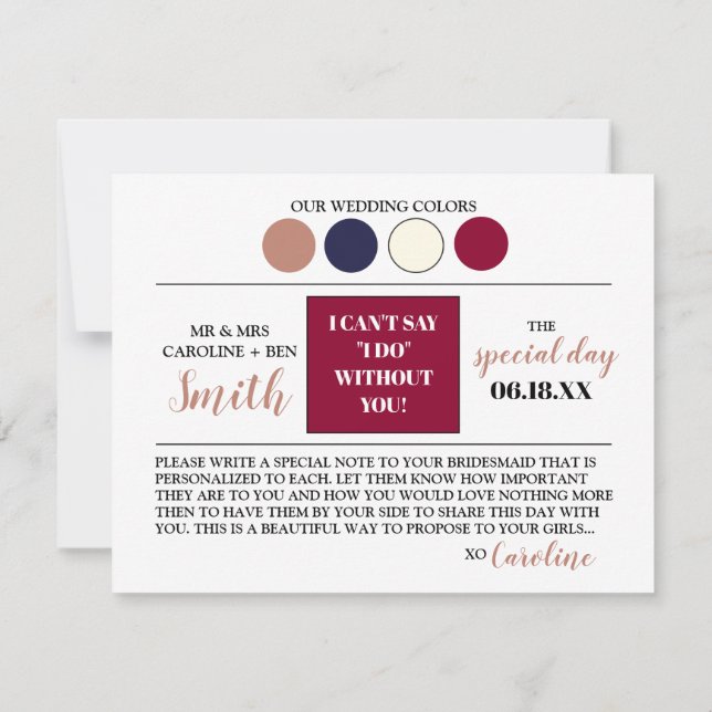 Color Palette Bridesmaid Proposal Detail Card (Back)