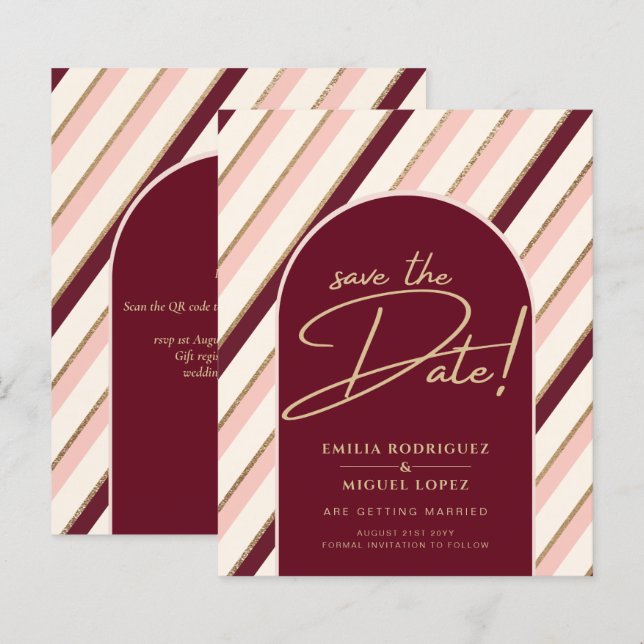 Color Palette Burgundy Pink Gold Wedding (Front/Back)