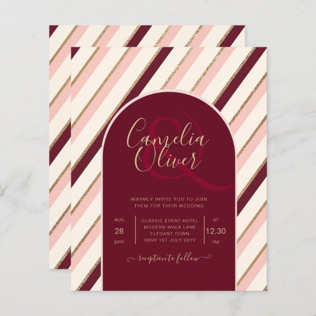 Color Palette Burgundy Pink Gold Wedding (Front/Back)