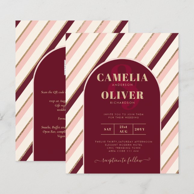 Color Palette Burgundy Pink Gold Wedding (Front/Back)