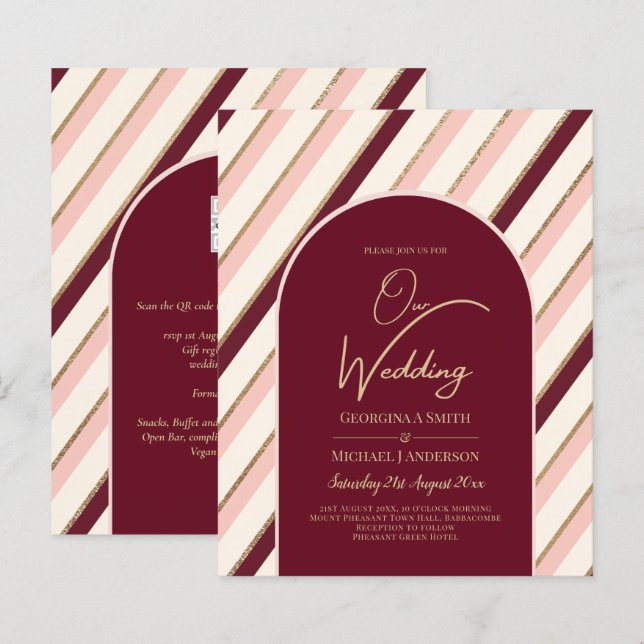 Color Palette Burgundy Pink Gold Wedding (Front/Back)